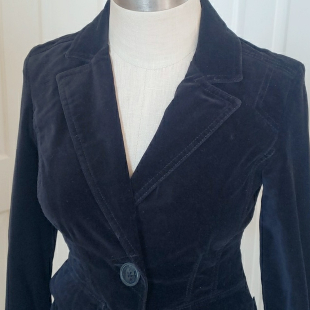 TOMMY JEANS Vintage 90s Black Velvet Hourglass Blazer Jacket • Size Small - Picture 6 of 17